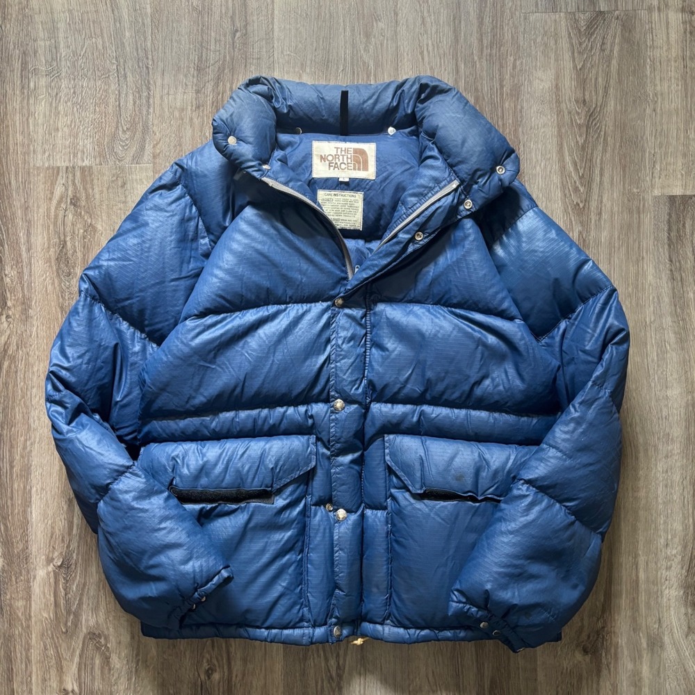 Vintage 80's The North Face Brown Label Down Puffer Jacket Blue Mens Large